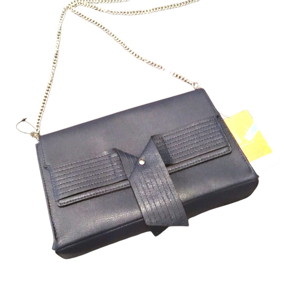 Navy Handbag Silver Chain